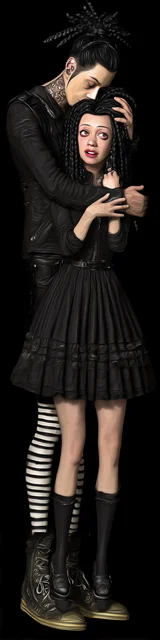 Free dark romance bookmark featuring a young goth couple